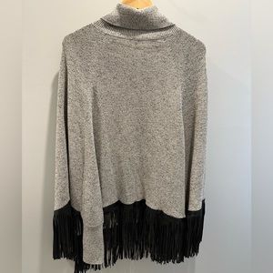 Fringed Turtleneck Cape